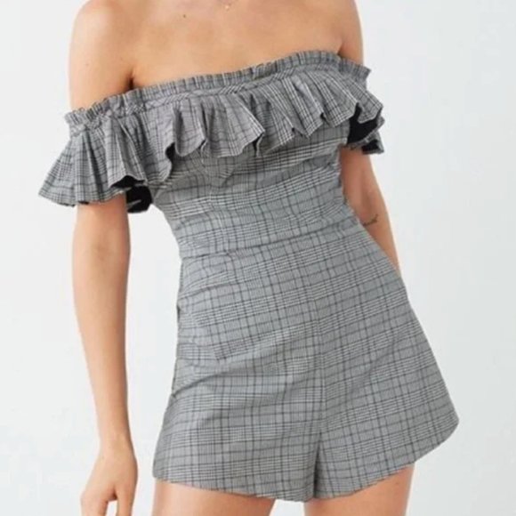 Urban Outfitters Off The Shoulder Printed Romper US 2 - Picture 2 of 11